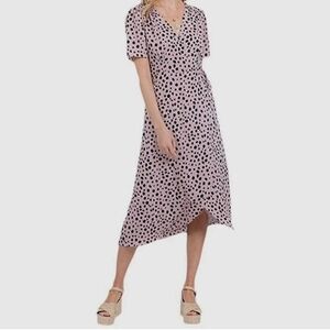 One Loved Babe Leopard Print Pink Wrap Dress